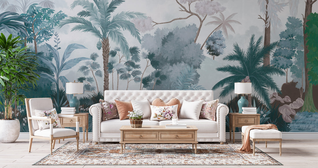 Tropical Rainforest Peel and Stick Wallpaper, Nature-Inspired Living Room Decor, Vibrant Jungle Wall Art, Self-Adhesive Removable Wallpaper, Botanical Home Decor