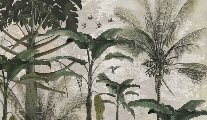 Green Theme Mural, Tropical Jungle Wallpaper, Forest Wallpaper, Bedroom Wallpaper, Wall Mural Safari, Peel And Stick Wallpaper,Bar Wallpaper