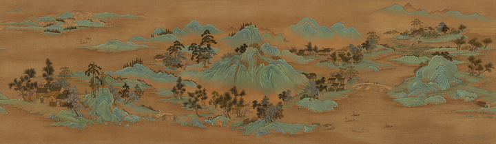 Vintage Chinoiserie Mural, Chinese Art Decor, Dark Wallpaper, Landscape Mural, Vintage Wallpaper, Mountain Wallpaper, Office Decor