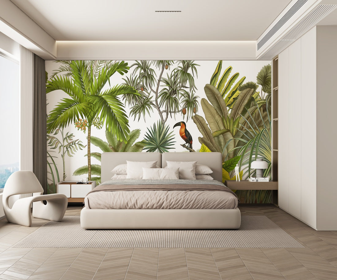 Tropical Rainforest Wallpaper, Peel and Stick Wallpaper for Living Room, Self Adhesive Wallpaper, Nature-Inspired Wall Decor, Modern Living Room Ideas, Large Canvas Wall Art, Affordable Home Decor