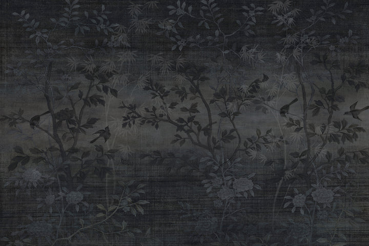 Dark Wall Art, Sketch Wallpaper, Dark Wallpaper, Tree Wall Mural, Luxury Mural, Floral Wall Art, Living Room Decal, Vintage Francy Mural