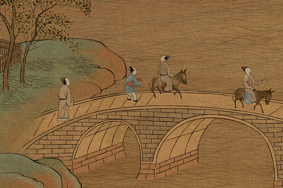 Vintage Chinoiserie Mural, Chinese Art Decor, Dark Wallpaper, Landscape Mural, Vintage Wallpaper, Mountain Wallpaper, Office Decor