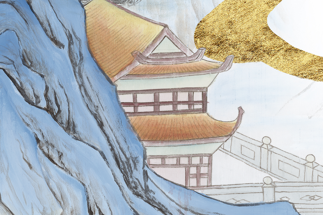 Chinese Style Mural, Landscape Wallpaper, Mountain Wall Mural, Peel And Stick, Vintage Mural, Vintage Chinoiserie, Scenic Wall Art