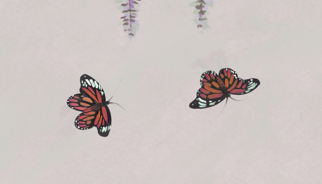 Chinese Ink Painting Wall Art, Elegant Crane and Wisteria Floral Canvas Print, Traditional Asian Home Decor, Serene Nature Landscape Artwork, Butterfly and Flower Wall Decor