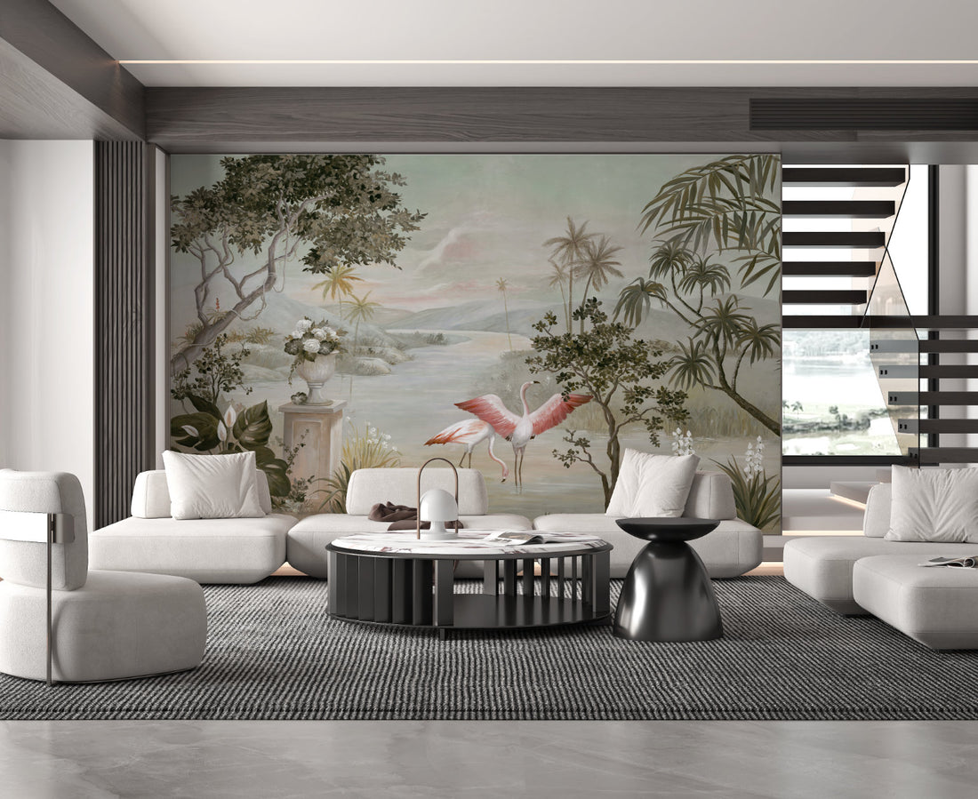 Monochrome Landscape Wallpaper, Traditional Ink Wash Design, Serene Nature Scenes, Peel and Stick Wallpaper, Living Room Wall Decor, Black and White Wall Art, Large Canvas Prints
