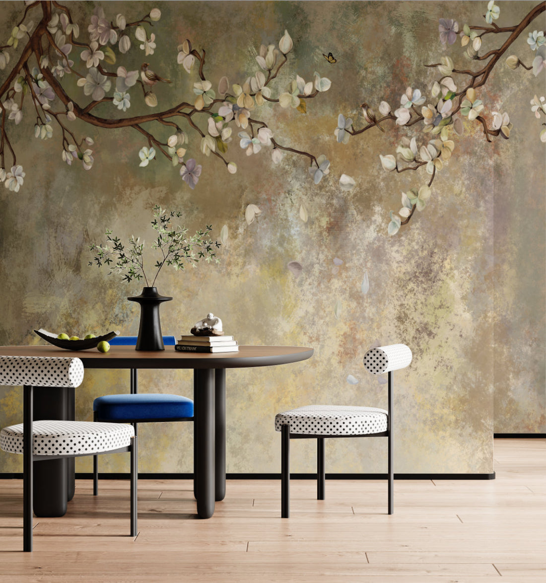 Cherry Blossom Wallpaper, Soft Floral Wall Decor, Living Room Wallpaper Ideas, Modern Peel and Stick Wallpaper, Bedroom Wall Art, Tranquil Nature Design