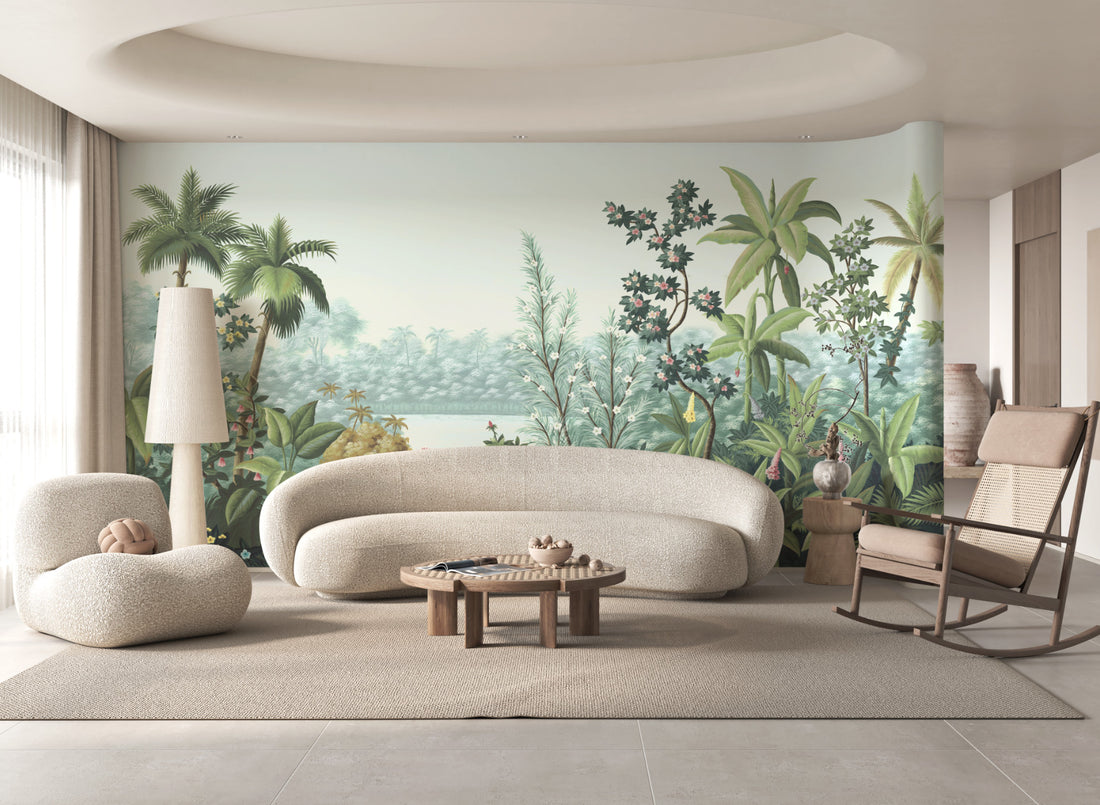 Tropical Rainforest Wallpaper, Palm Tree Wall Art, Botanical Prints Framed, Large Canvas Wall Art, Nature Wall Decor, Floral Peel and Stick Wallpaper, Modern Wall Art for Living Room