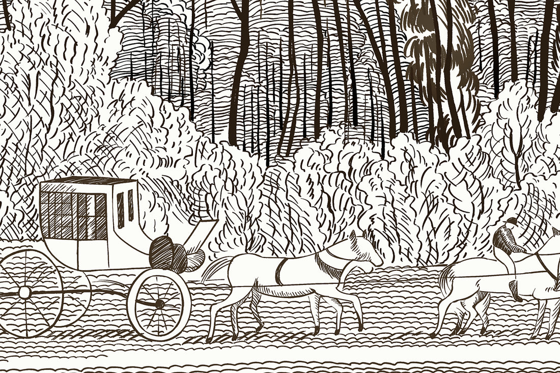 Sketch Landscape Wallpaper, Francy Mural, Dark Wallpaper, Tree Wall Mural, Luxury Mural