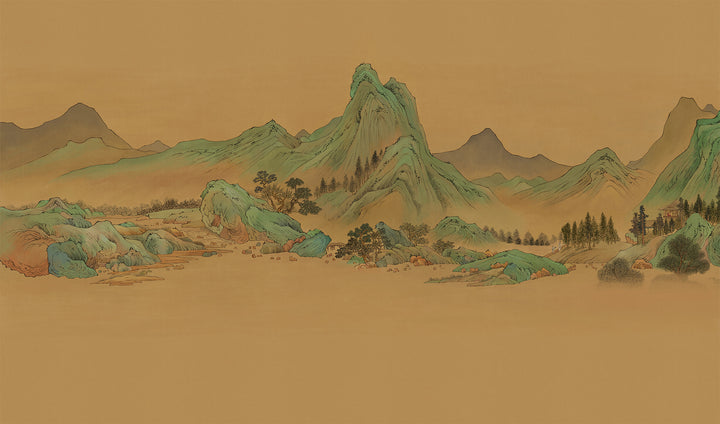 Vintage Chinoiserie Landscape Peel And Stick Wallpaper, Mountain Wall Mural, Peel And Stick, Ideal For Living Room/Study, Oriental Decor