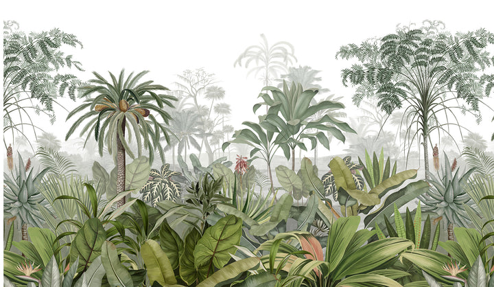Botanical Forest Wallpaper, Wild Forest Dark Floral Botanical Jungle Mural, Peel And Stick Mural, Modern Removable Retro Rustic Wallpaper