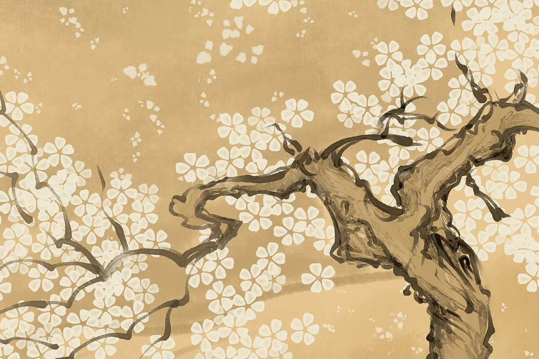 Vintage Chinoiserie Wallpaper, Landscape Peel And Stick Wallpaper, Mountain Wall Mural, Flower Mural, Botanical Wallpaper, Whimsical Mural