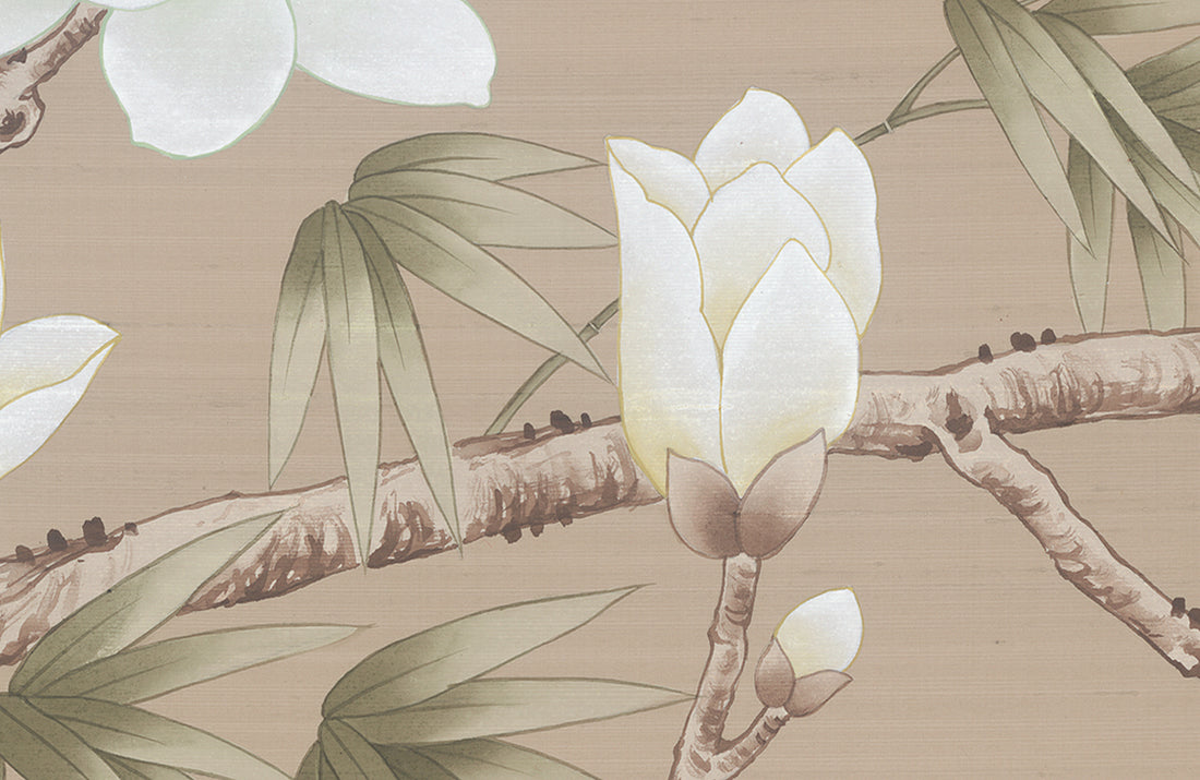 Chinese Traditional Floral Wallpaper, Peony and Magnolia Peel and Stick Wallpaper, Elegant Bird Wall Art, Self Adhesive Wallpaper for Living Room, Asian Inspired Wall Decor