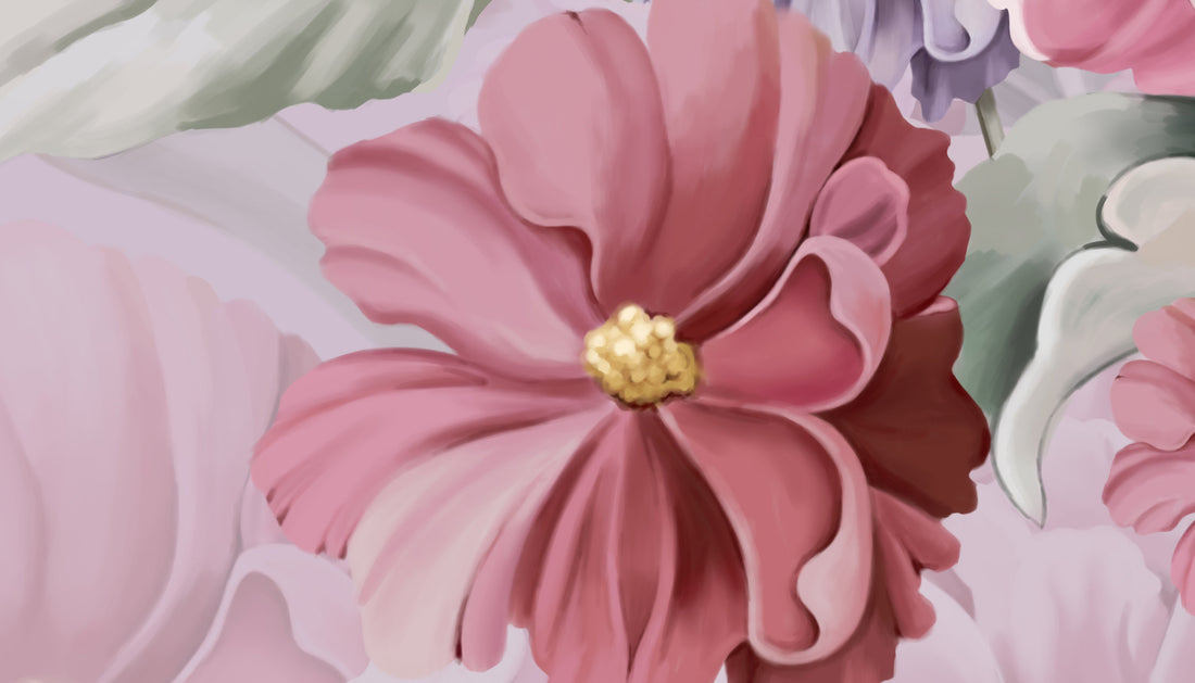 Floral Peel and Stick Wallpaper, Lavender Pink Blossom Wall Decor, Realistic Flower Wallpaper, Living Room Wallpaper, Bedroom Wall Decor, Dining Room Wall Art, Elegant Floral Design