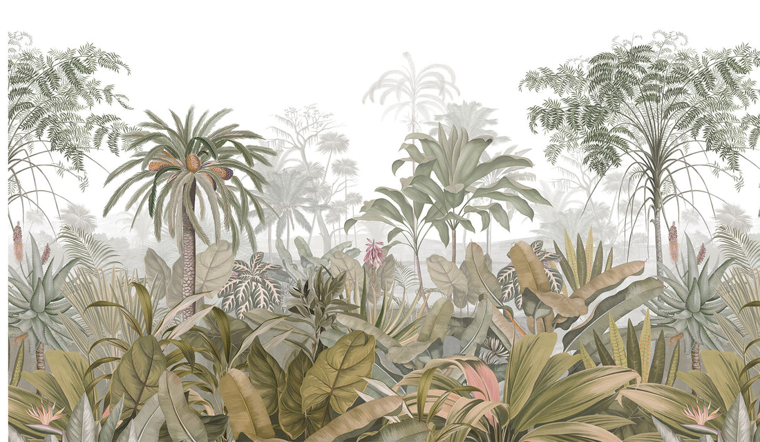 Botanical Forest Wallpaper, Wild Forest Dark Floral Botanical Jungle Mural, Peel And Stick Mural, Modern Removable Retro Rustic Wallpaper