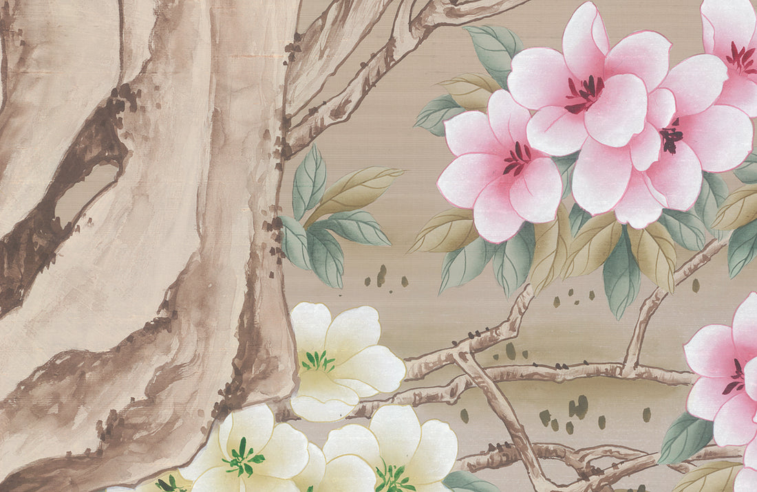 Chinese Traditional Floral Wallpaper, Peony and Magnolia Peel and Stick Wallpaper, Elegant Bird Wall Art, Self Adhesive Wallpaper for Living Room, Asian Inspired Wall Decor
